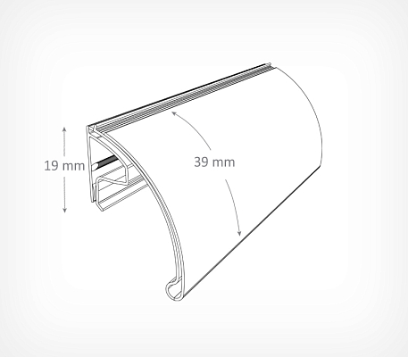 Ценникодержатель для проволочных полок и панелей до 1,5 мм KEC39, схема, габариты