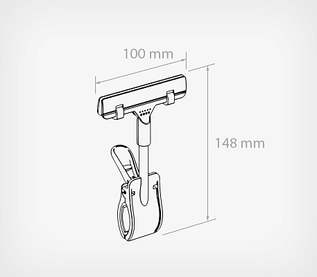Большой универсальный ценникодержатель на прищепке CLAMP-DBL, схема, габариты