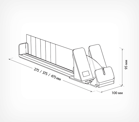 Разделитель центральный DIV60-W для FACELINE с 2 толкателями DIV60-W с 2-мя FCL-80, схема, габариты