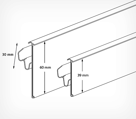 Ценникодержатель двухпозиционный LST, схема, габариты