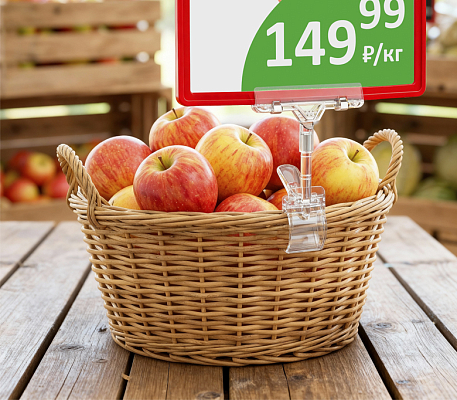 Большой универсальный ценникодержатель на прищепке CLAMP-DBL, применение