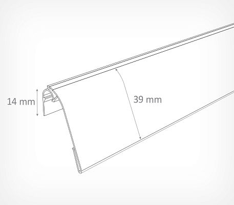 Ценникодержатель для сетчатых полок NS, схема, габариты