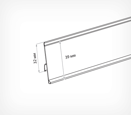 Ценникодержатель полочный IMP39 IMP39, схема, габариты