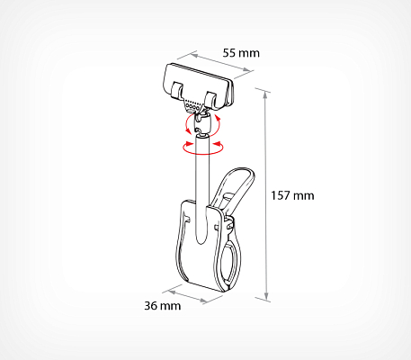 Держатель CLAMP-360, цвет прозрачный CLAMP-360, схема, габариты