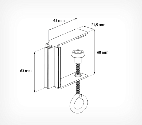 Струбцина с держателем-захватом SUPERGRIP UNI-CLAMP GRIP, схема, габариты